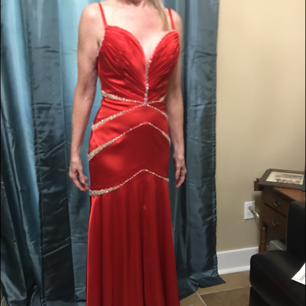 Long Red Ball or prom gown